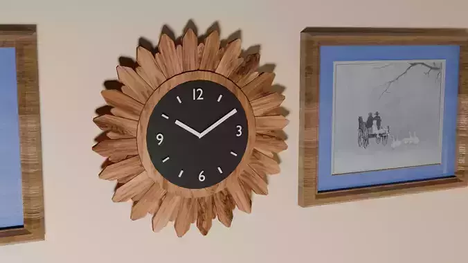 Wood Starburst Wall Clock