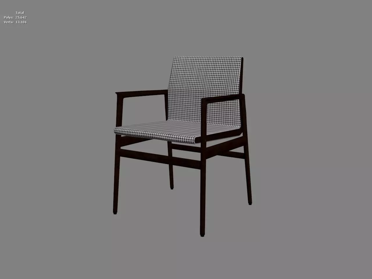 Houndstooth Pattern Modern Armchair with Metal Frame 3D model_1