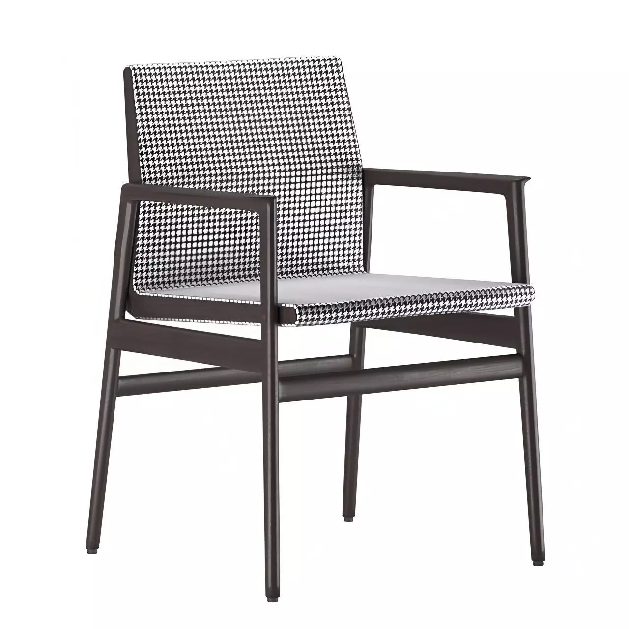 Houndstooth Pattern Modern Armchair with Metal Frame 3D model_0