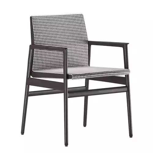 Houndstooth Pattern Modern Armchair with Metal Frame