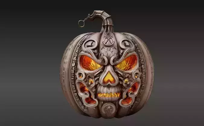 Enchanted Flame Pumpkin 3D Model Jack-O -Lantern 3D Model Low-poly 3D model