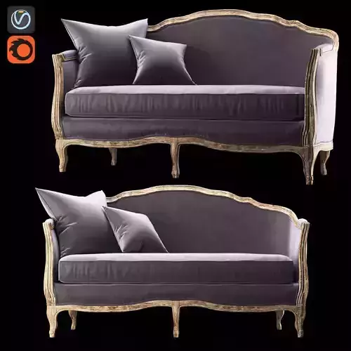SOFA ONDINE SALON BENCH Low-poly 3D model