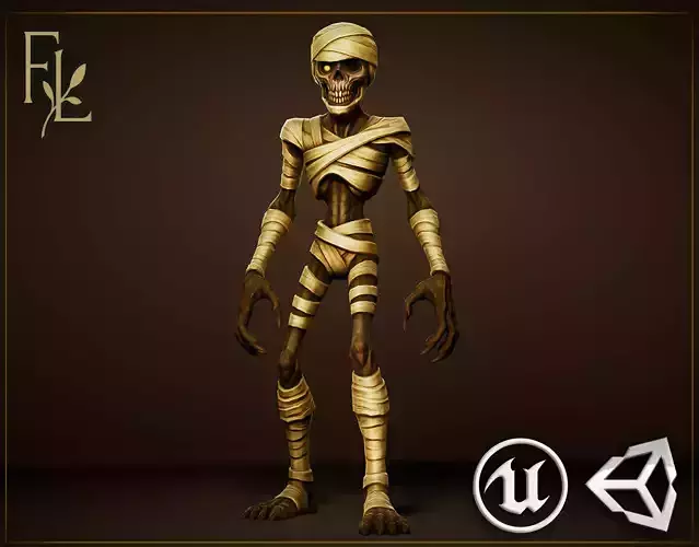 Mummy - stylized character Low-poly 3D model