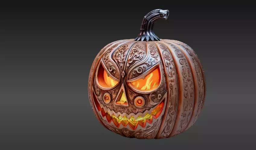 Jack-O-Lantern Pumpkin Enchanted Flame Pumpkin 3D Model 3D print model_1