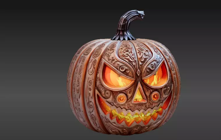 Jack-O-Lantern Pumpkin Enchanted Flame Pumpkin 3D Model 3D print model_5