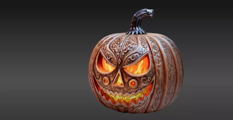 Jack-O-Lantern Pumpkin Enchanted Flame Pumpkin 3D Model 3D print model_2