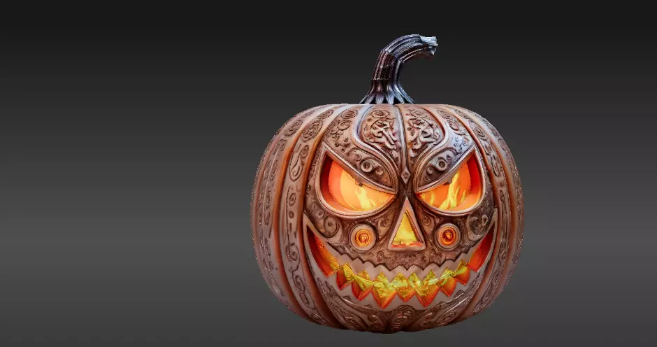 Jack-O-Lantern Pumpkin Enchanted Flame Pumpkin 3D Model 3D print model_9
