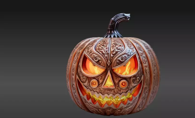 Jack-O-Lantern Pumpkin Enchanted Flame Pumpkin 3D Model 3D print model_6
