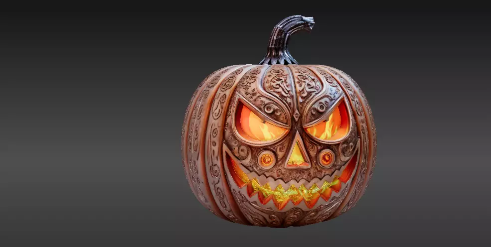 Jack-O-Lantern Pumpkin Enchanted Flame Pumpkin 3D Model 3D print model_10