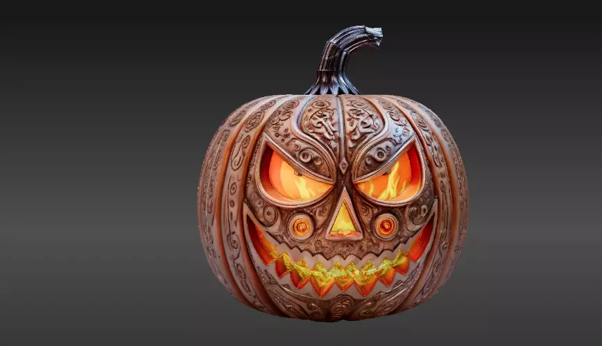 Jack-O-Lantern Pumpkin Enchanted Flame Pumpkin 3D Model 3D print model_8