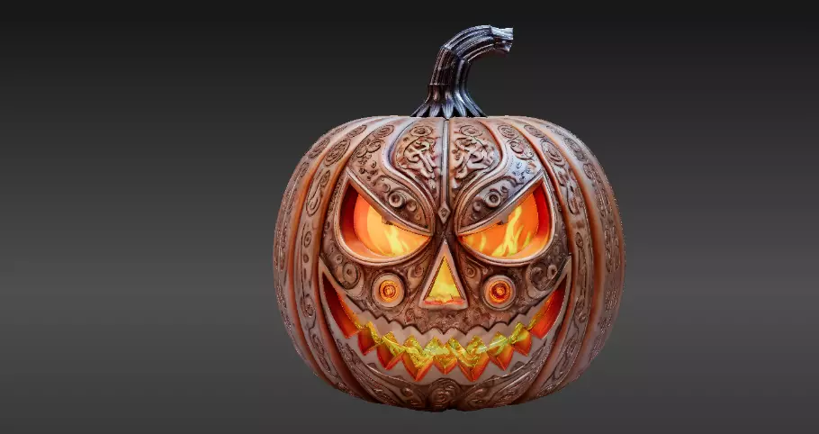 Jack-O-Lantern Pumpkin Enchanted Flame Pumpkin 3D Model 3D print model_7