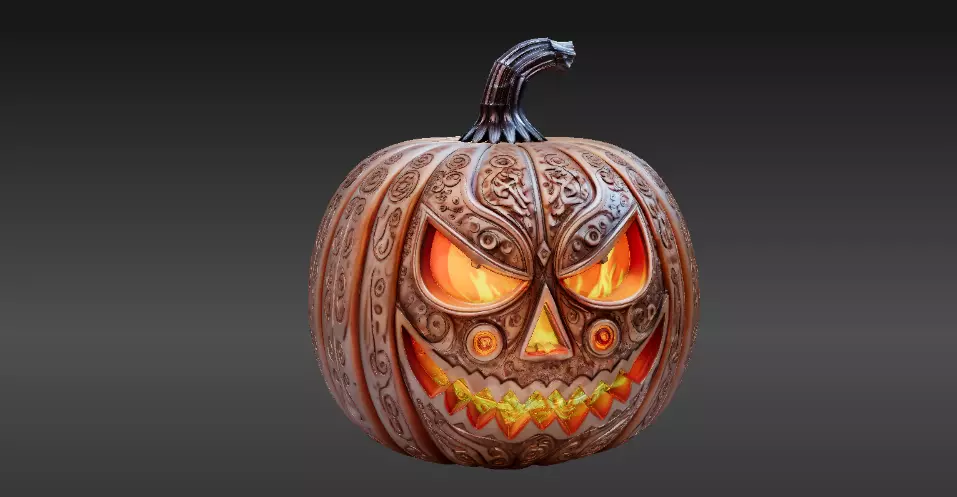 Jack-O-Lantern Pumpkin Enchanted Flame Pumpkin 3D Model 3D print model_4