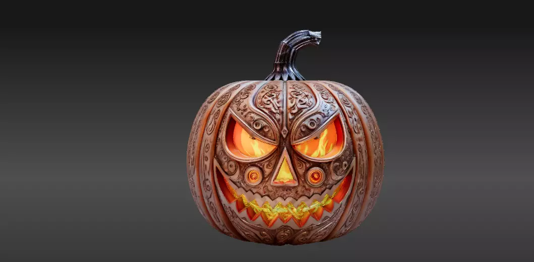 Jack-O-Lantern Pumpkin Enchanted Flame Pumpkin 3D Model 3D print model_0