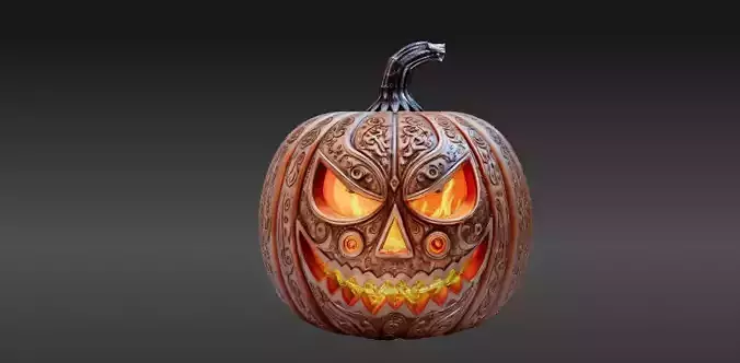 Jack-O-Lantern Pumpkin Enchanted Flame Pumpkin 3D Model 3D print model