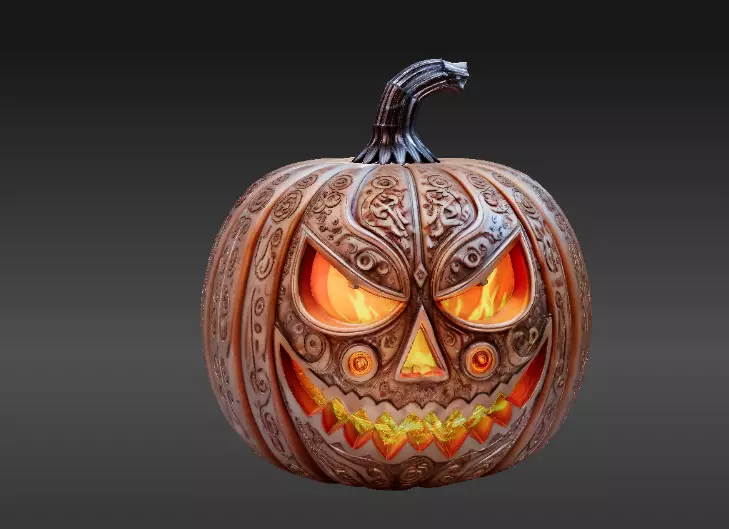 Jack-O-Lantern Pumpkin Enchanted Flame Pumpkin 3D Model 3D print model_3