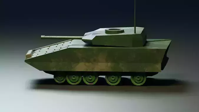 Army Tank with Textures Low-poly 3D model