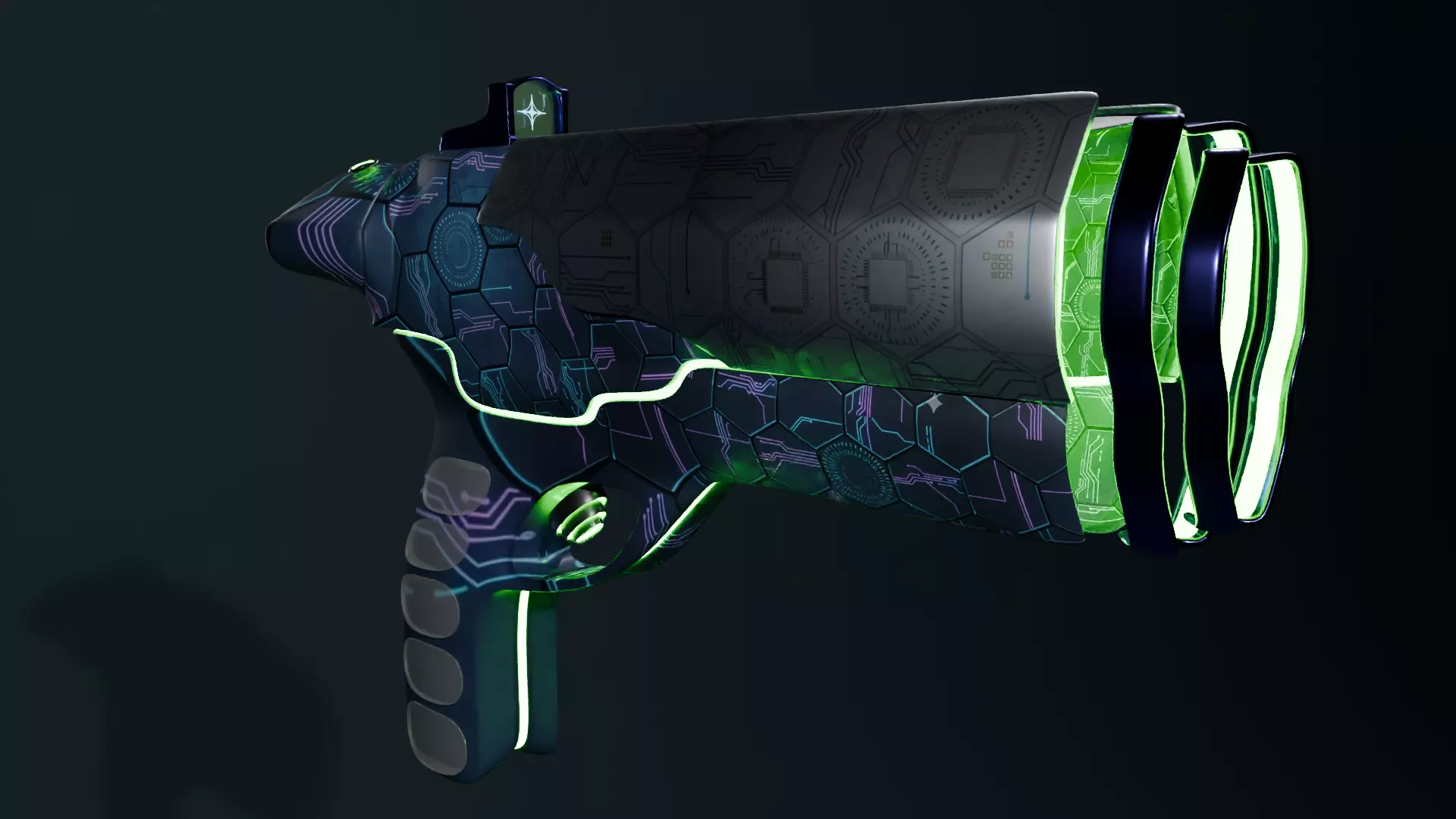 Gun Magnum scifi Low-poly 3D model_4