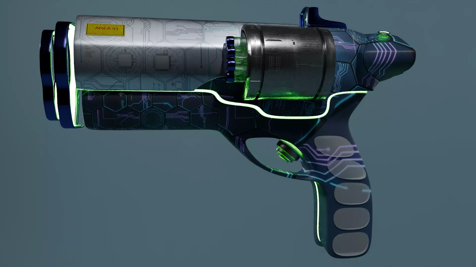 Gun Magnum scifi Low-poly 3D model_2