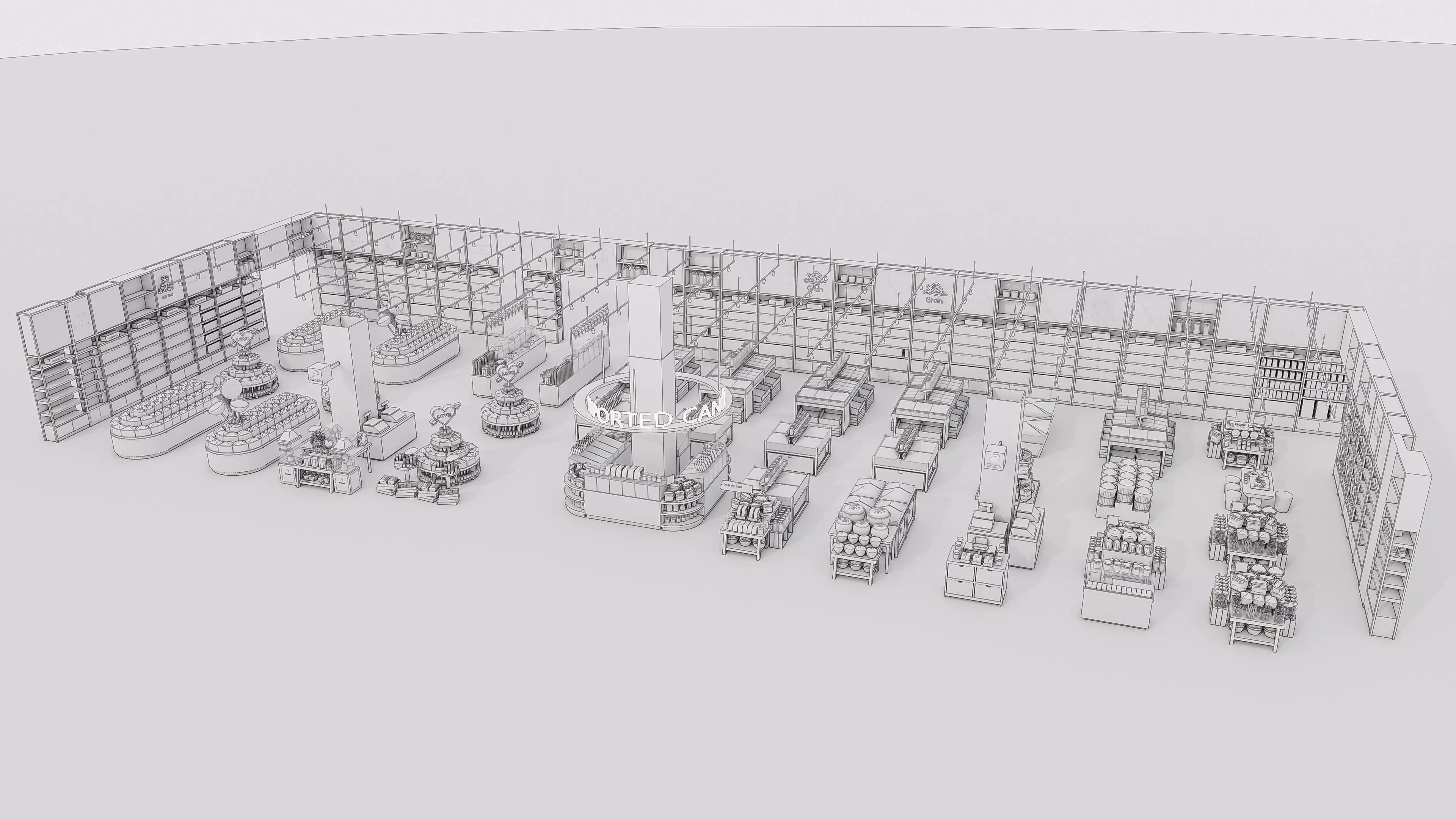 Supermarket  Convenience Store Shelves Display Racks 1 3D model_20
