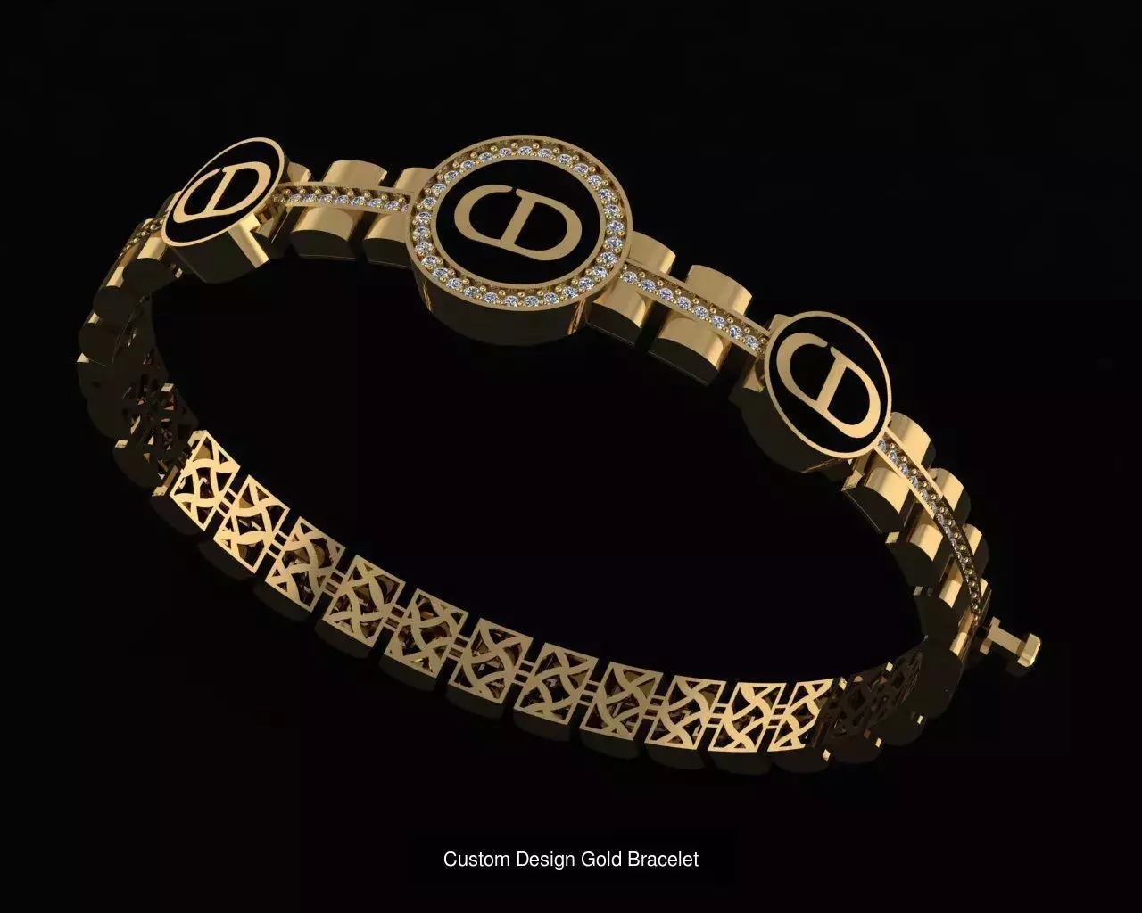 Custom Design Gold Bracelets 100pcs 3D Model Collection_46