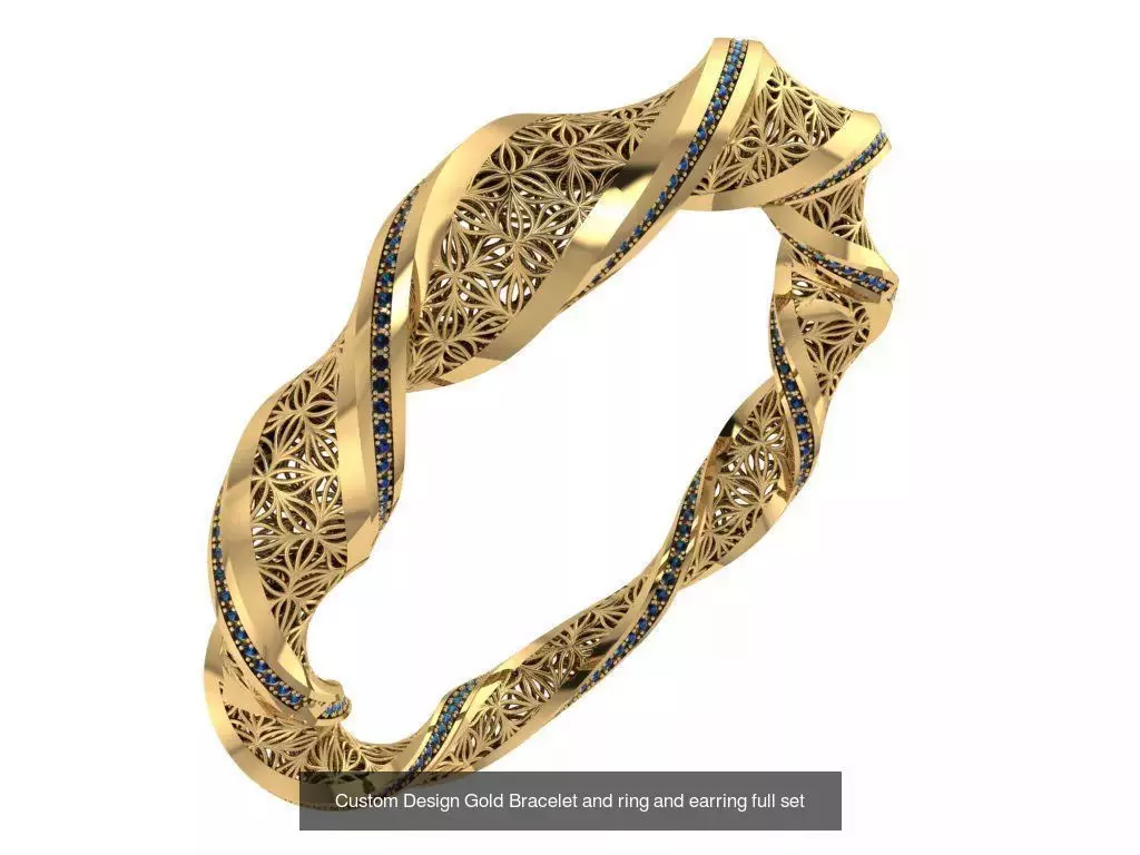 Custom Design Gold Bracelets 100pcs 3D Model Collection_14