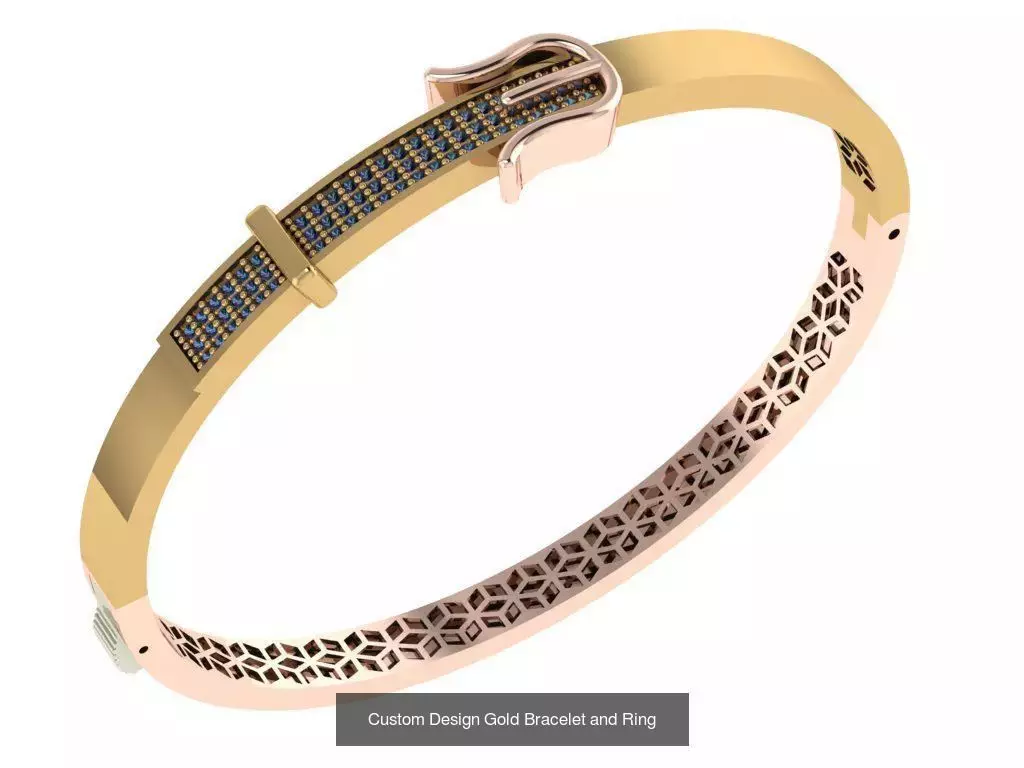 Custom Design Gold Bracelets 100pcs 3D Model Collection_98