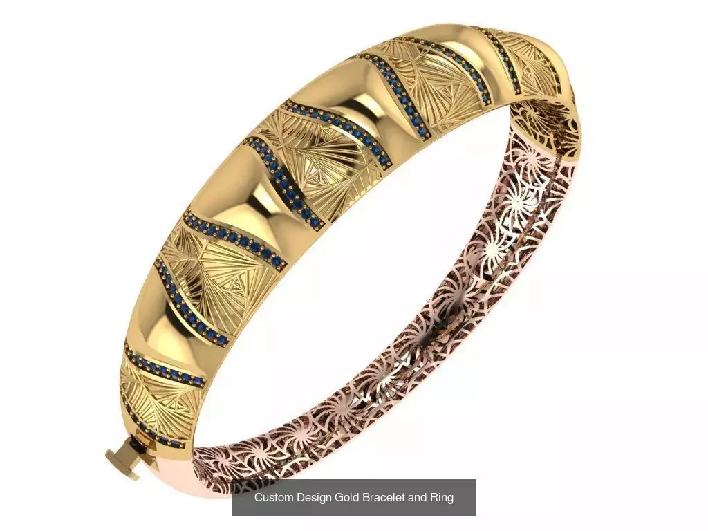 Custom Design Gold Bracelets 100pcs 3D Model Collection_51