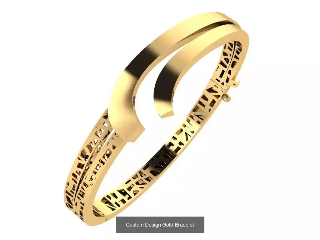 Custom Design Gold Bracelets 100pcs 3D Model Collection_27