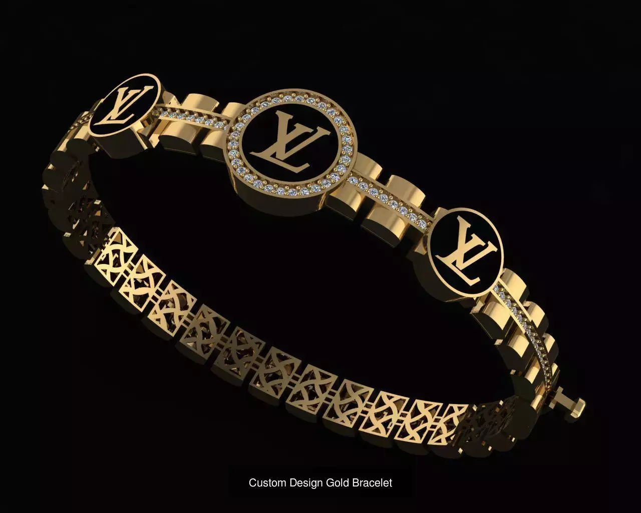 Custom Design Gold Bracelets 100pcs 3D Model Collection_44