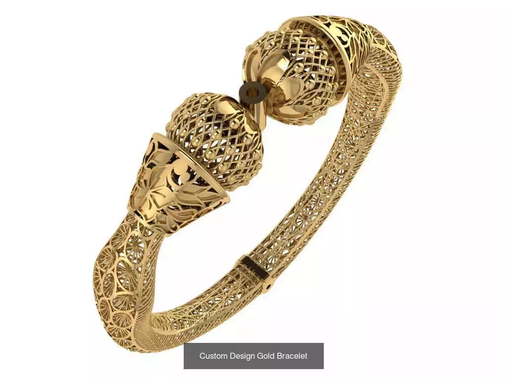 Custom Design Gold Bracelets 100pcs 3D Model Collection_31