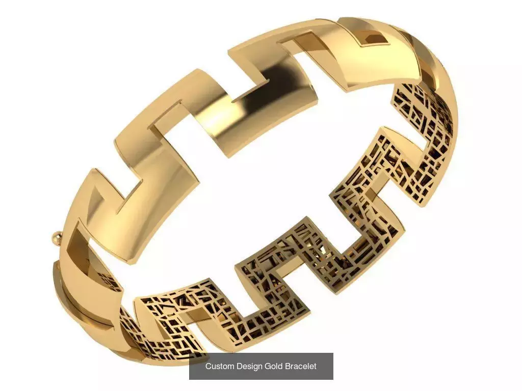 Custom Design Gold Bracelets 100pcs 3D Model Collection_63