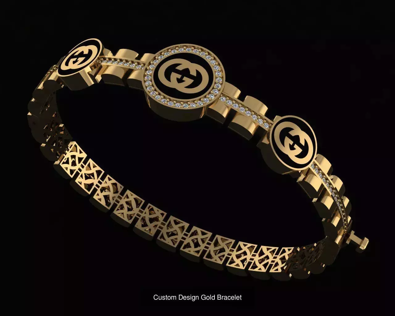 Custom Design Gold Bracelets 100pcs 3D Model Collection_43