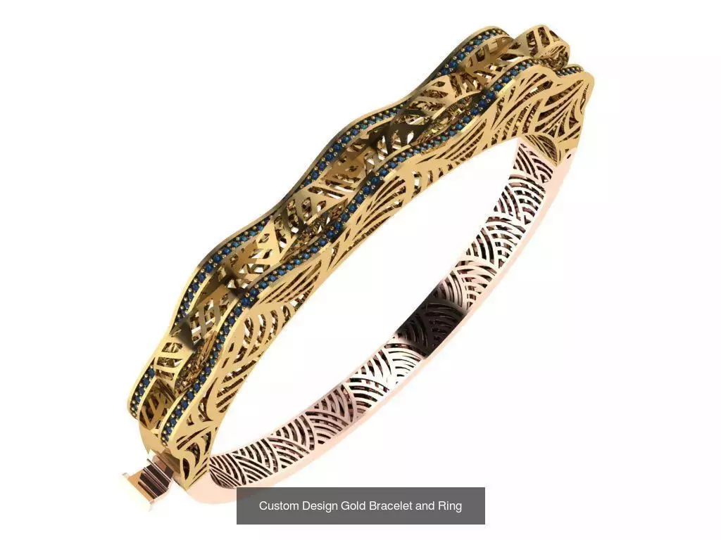 Custom Design Gold Bracelets 100pcs 3D Model Collection_48