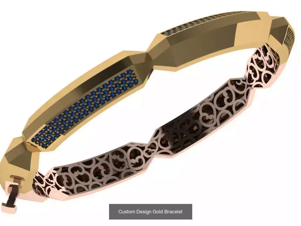 Custom Design Gold Bracelets 100pcs 3D Model Collection_100