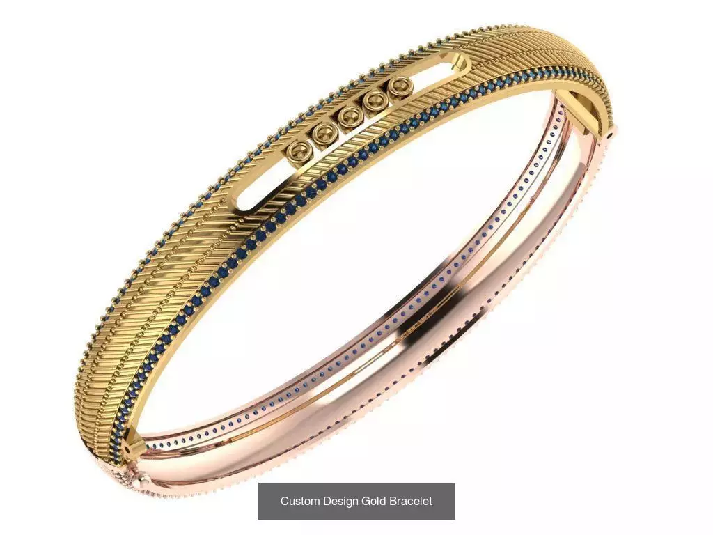 Custom Design Gold Bracelets 100pcs 3D Model Collection_60