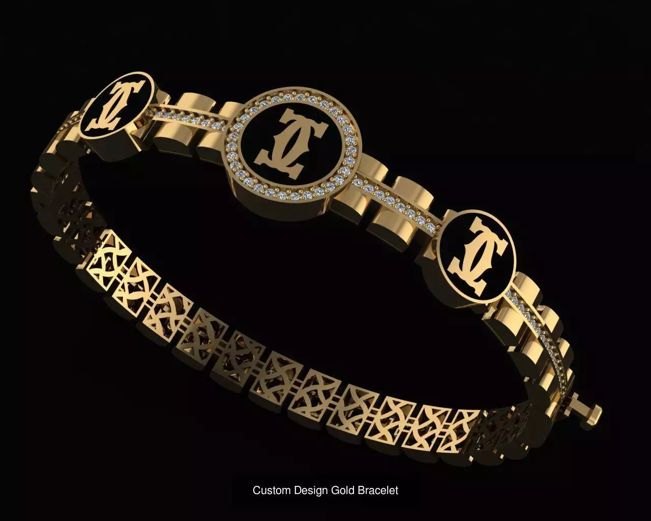 Custom Design Gold Bracelets 100pcs 3D Model Collection_41