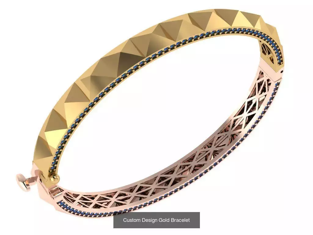 Custom Design Gold Bracelets 100pcs 3D Model Collection_62