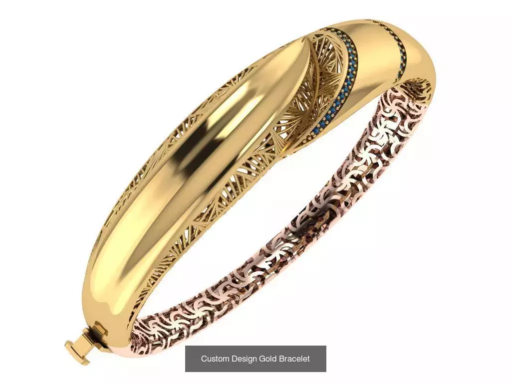 Custom Design Gold Bracelets 100pcs 3D Model Collection_50