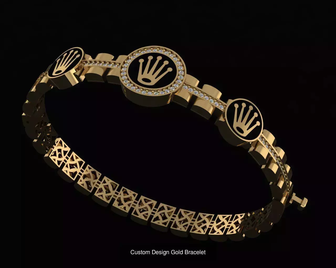 Custom Design Gold Bracelets 100pcs 3D Model Collection_40