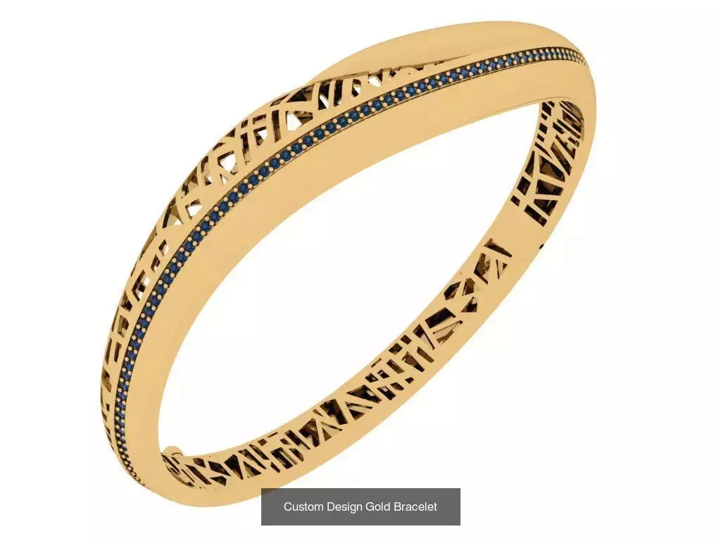 Custom Design Gold Bracelets 100pcs 3D Model Collection_22