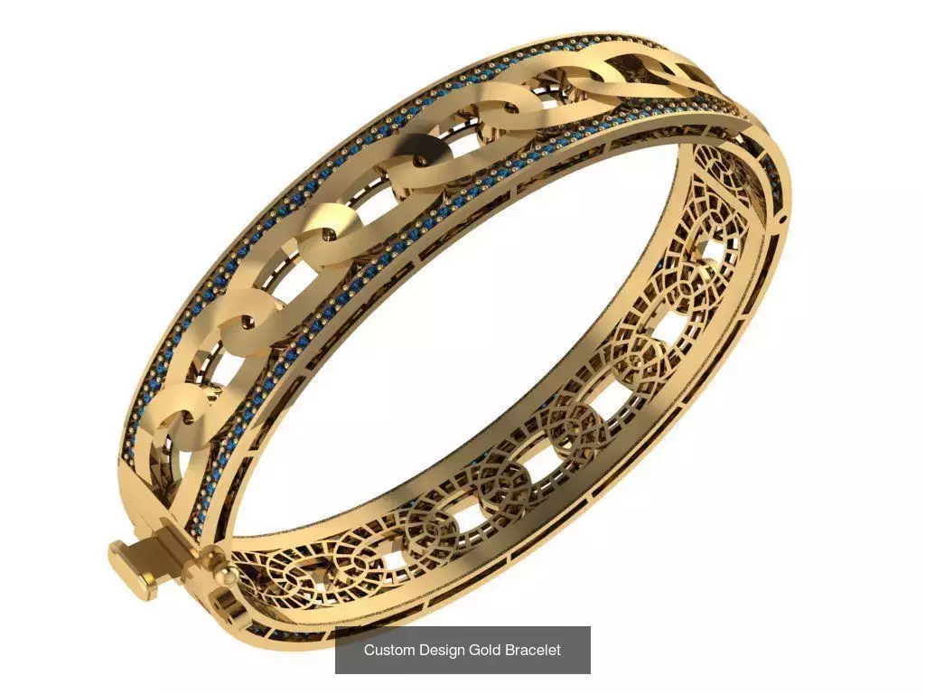 Custom Design Gold Bracelets 100pcs 3D Model Collection_79