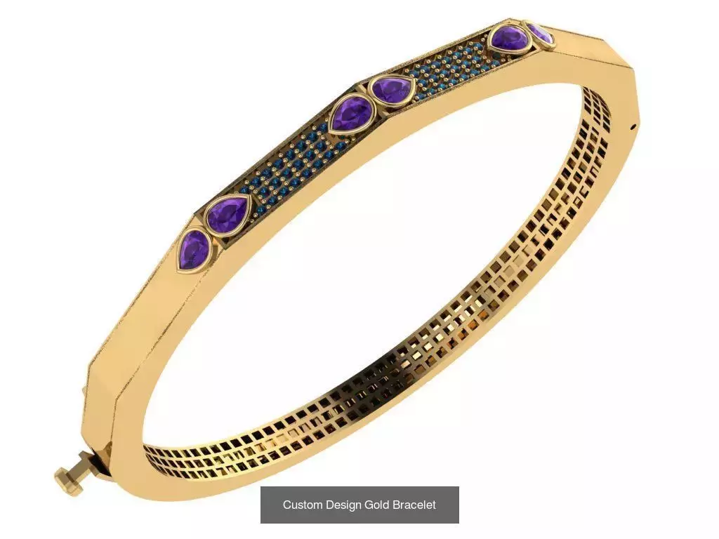 Custom Design Gold Bracelets 100pcs 3D Model Collection_87