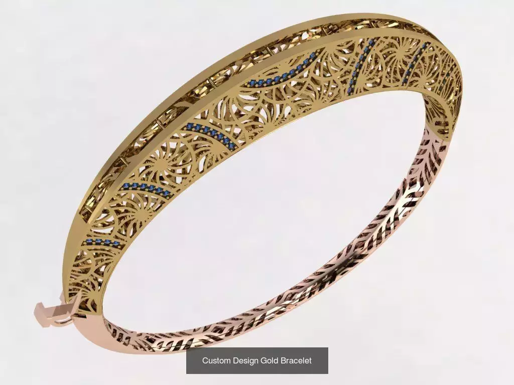 Custom Design Gold Bracelets 100pcs 3D Model Collection_97
