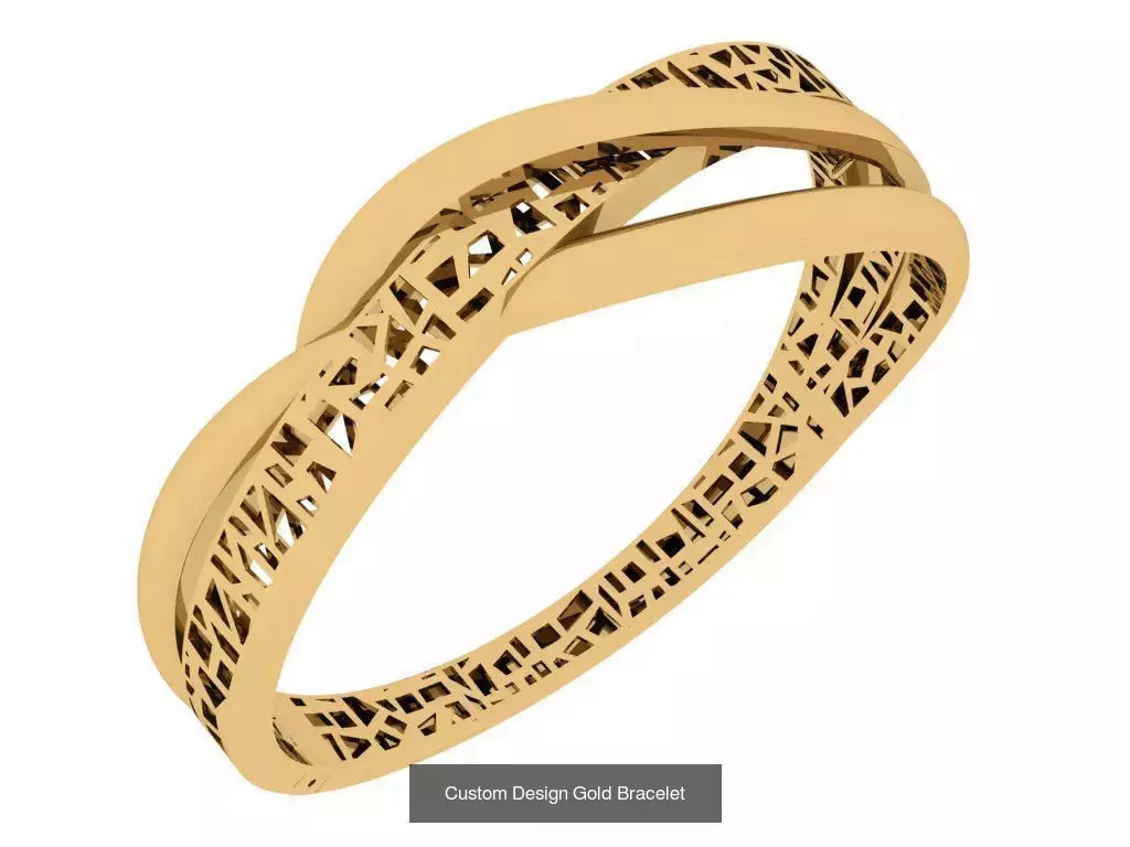 Custom Design Gold Bracelets 100pcs 3D Model Collection_24