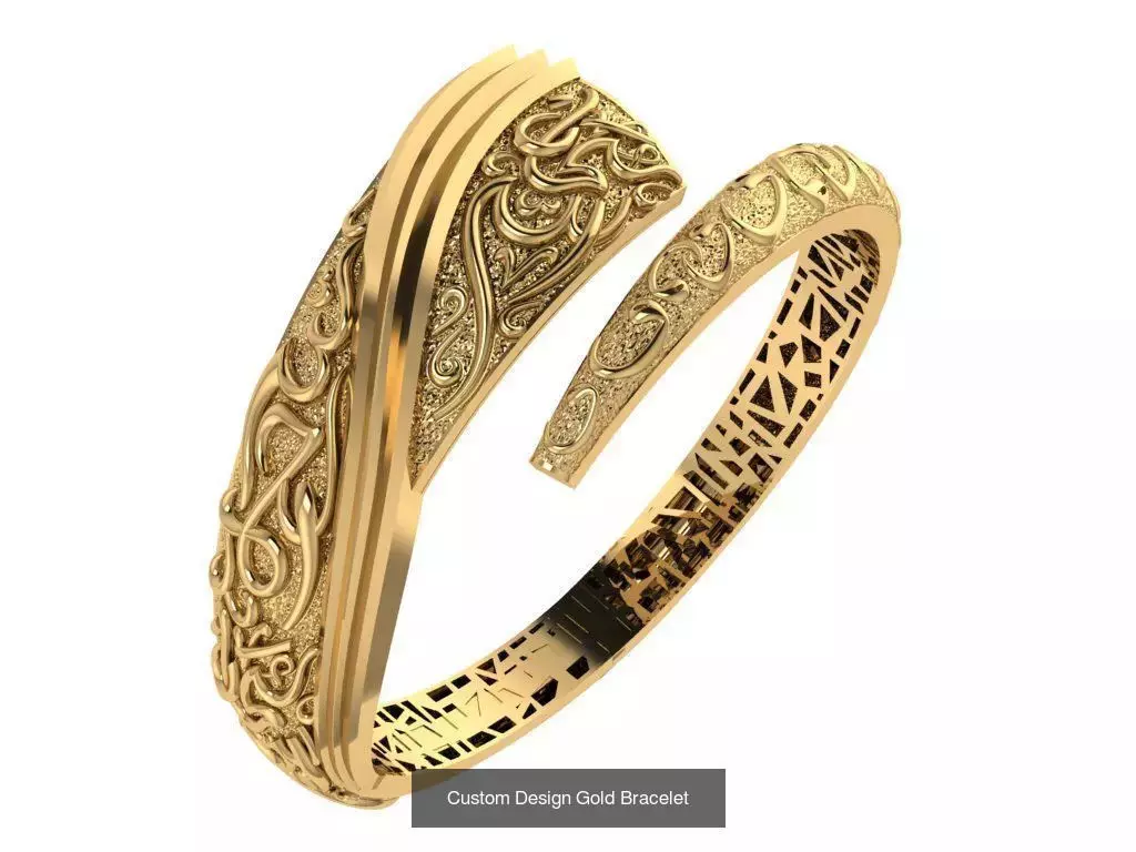 Custom Design Gold Bracelets 100pcs 3D Model Collection_21