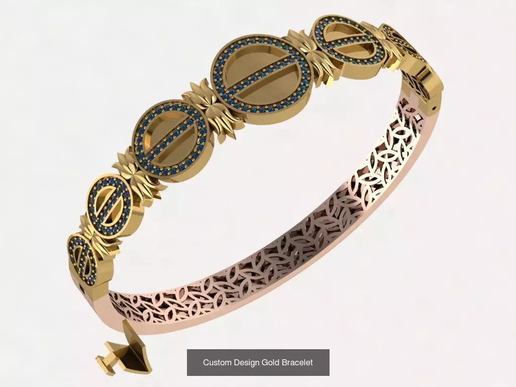 Custom Design Gold Bracelets 100pcs 3D Model Collection_72