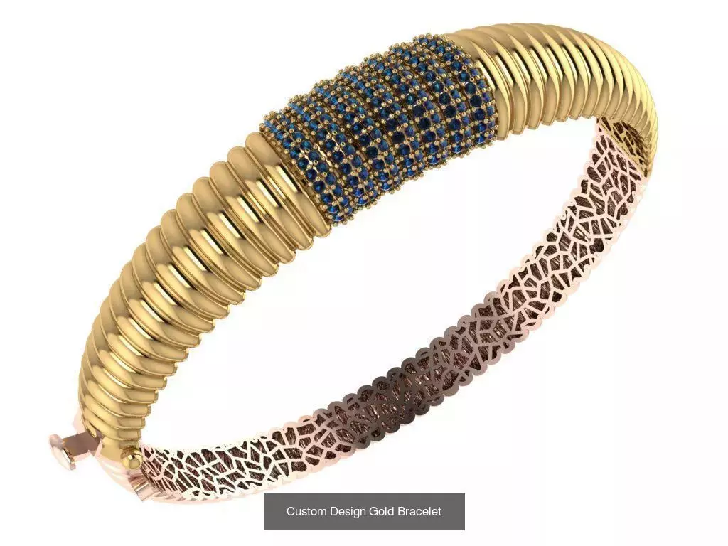 Custom Design Gold Bracelets 100pcs 3D Model Collection_57