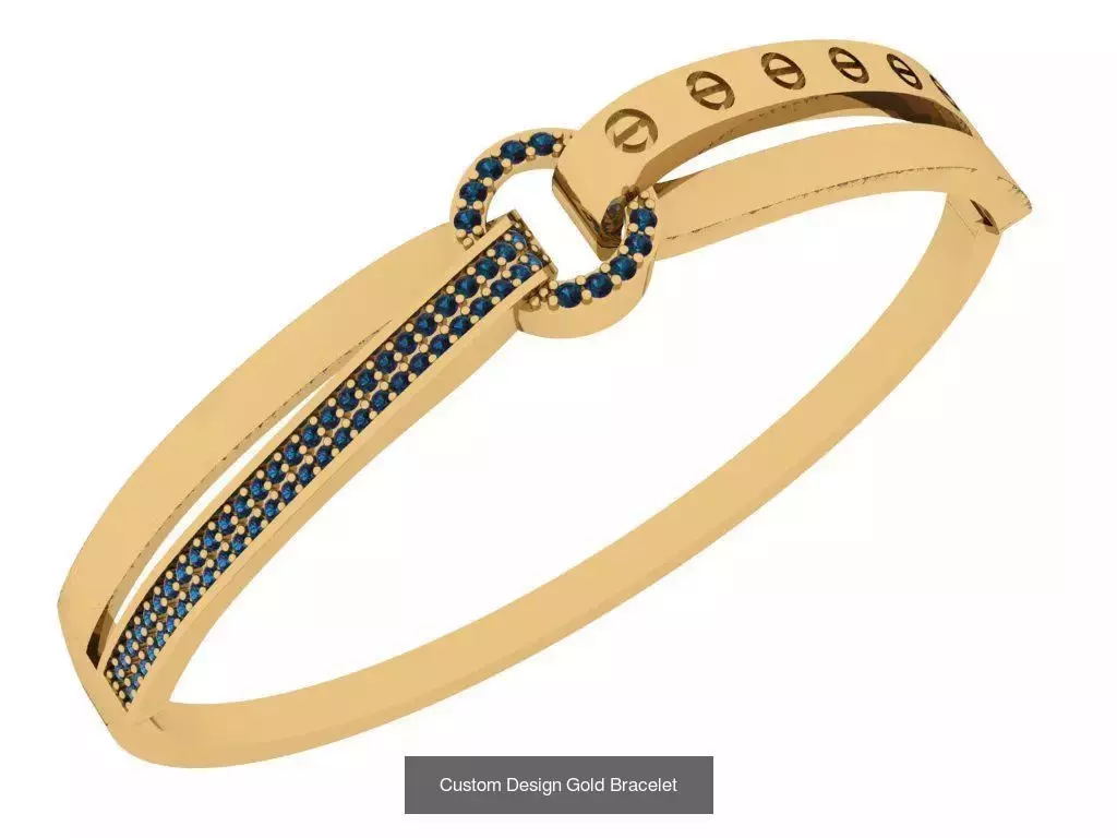 Custom Design Gold Bracelets 100pcs 3D Model Collection_111