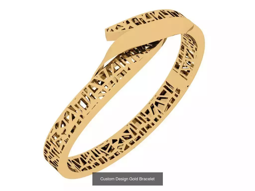 Custom Design Gold Bracelets 100pcs 3D Model Collection_20