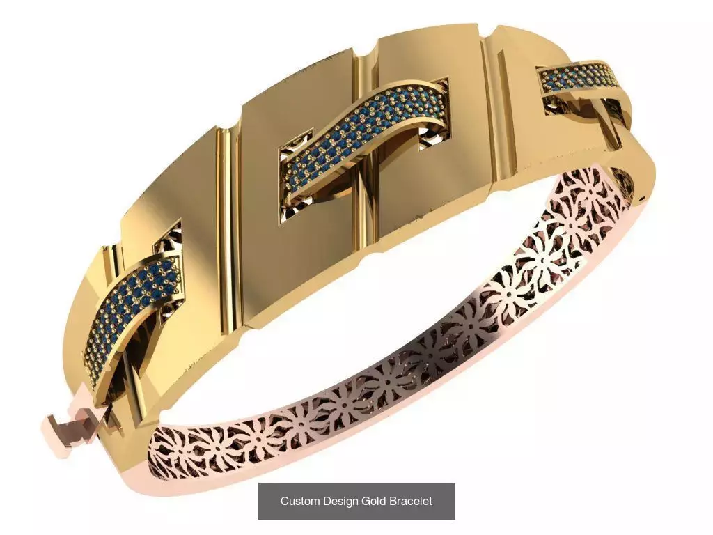 Custom Design Gold Bracelets 100pcs 3D Model Collection_107